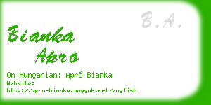 bianka apro business card