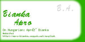 bianka apro business card